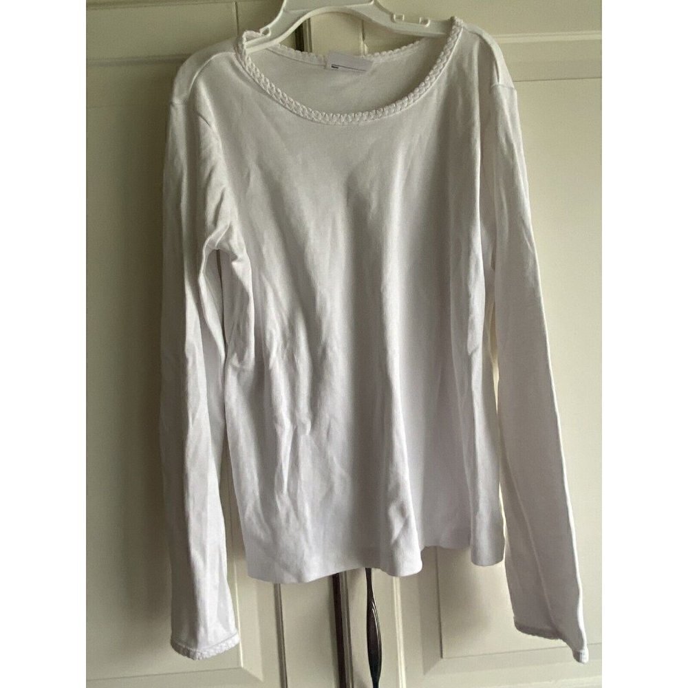 130 Hanna Andersson White Pima Cotton Long Sleeve Top Shirt Girls 8